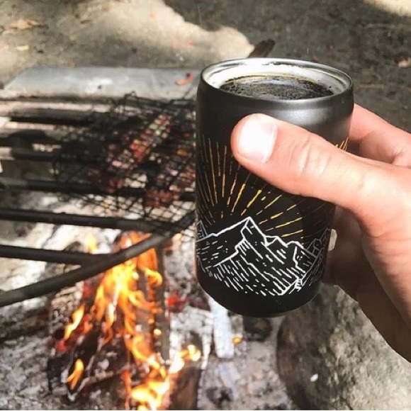 ISO 8 oz travel mug - black with yellow mountain. No longer made Seek Dry Goods - Picture 1 of 1